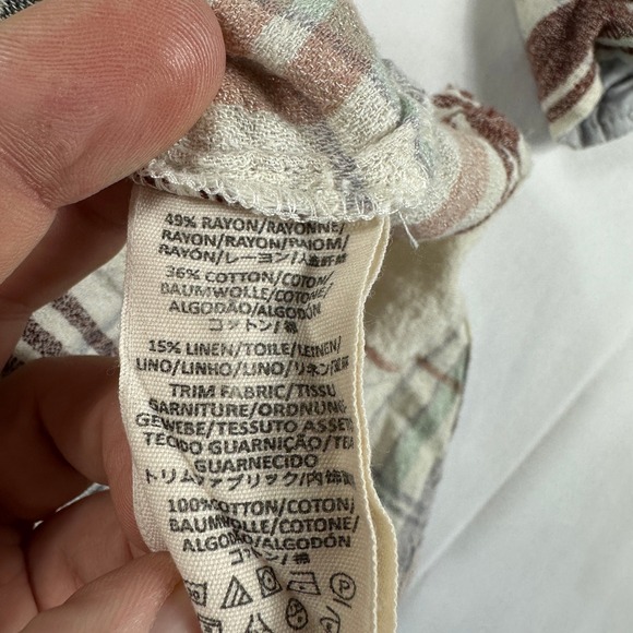 Free People Wesley Plaid Button Front Shirt Gray Cream Rust Soft Woven Top Small - Picture 5 of 8